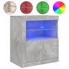 vidaXL Buffet avec lumi&egrave;res LED gris b&eacute;ton 60,5x37x67 cm