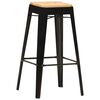 vidaXL Tabourets de bar lot de 4 noir bois de manguier massif