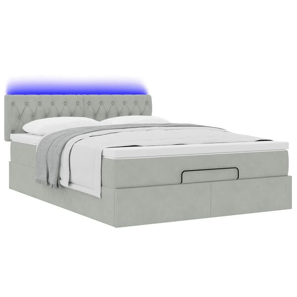 vidaXL Cadre de lit ottoman et matelas gris clair 140x190 velours