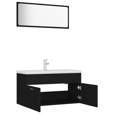 vidaXL Ensemble de meubles de salle de bain Noir Aggloméré