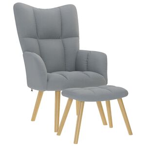 vidaXL Chaise de relaxation avec repose-pied Gris clair Tissu