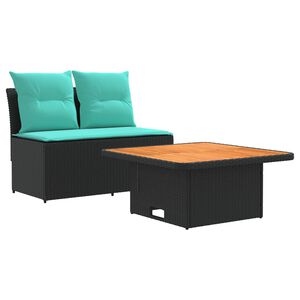 vidaXL 2 Pi&egrave;ce Canap&eacute; du milieu de jardin avec table relevable