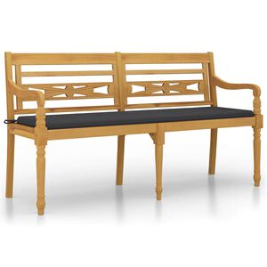 vidaXL Banc Batavia avec coussin anthracite 150 cm Bois de teck massif