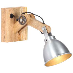 vidaXL Lampe murale E27 Argent&eacute; Bois de manguier massif et fer