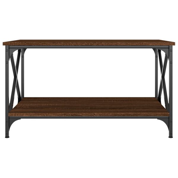vidaXL Table basse Chêne marron 80x50x45 cm Bois d'ingénierie et fer