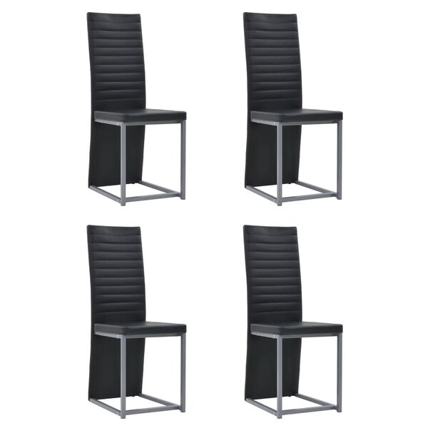 vidaXL Ensemble de mobilier 5 pcs Similicuir et acier Verre Noir