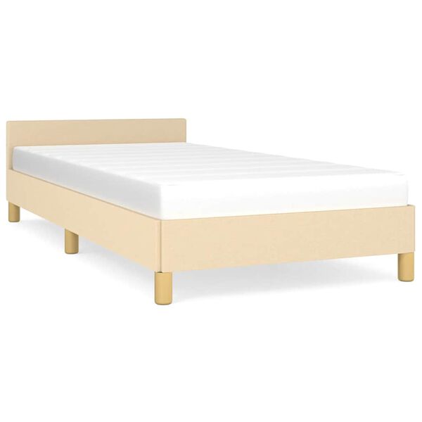 vidaXL Cadre de lit avec tête de lit sans matelas crème 90x190cm tissu