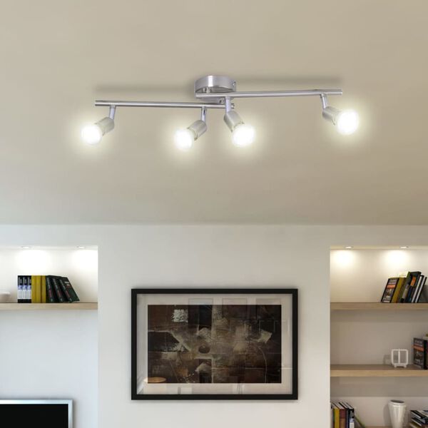 Plafonnier 4 spots halog&egrave;nes Nickel