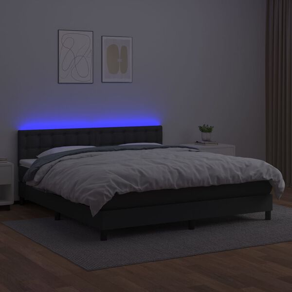 vidaXL Sommier à lattes de lit avec matelas et LED Noir 160x200cm