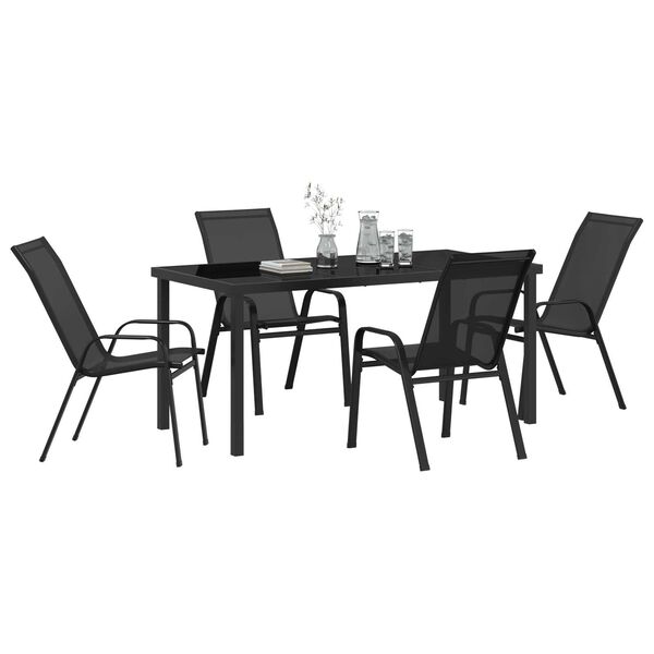 vidaXL Ensemble de salle &agrave; manger pour jardin 5 pcs Noir