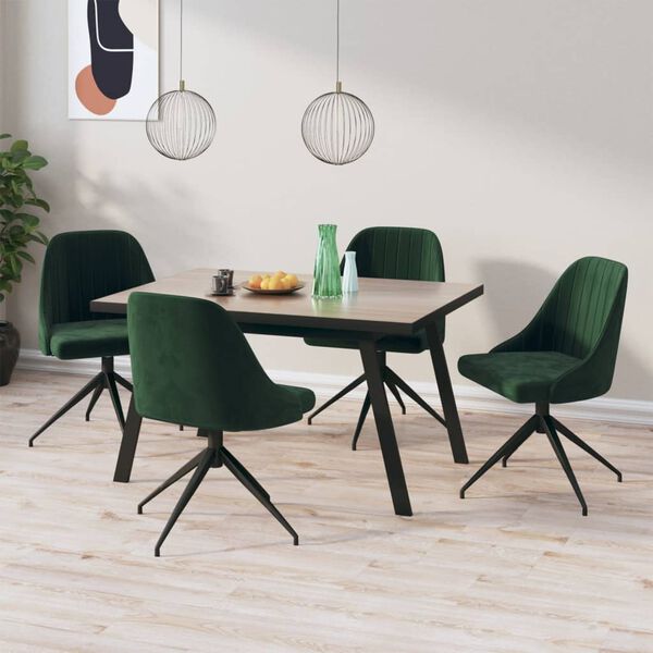 vidaXL Chaises &agrave; manger lot de 4 Vert fonc&eacute; Velours