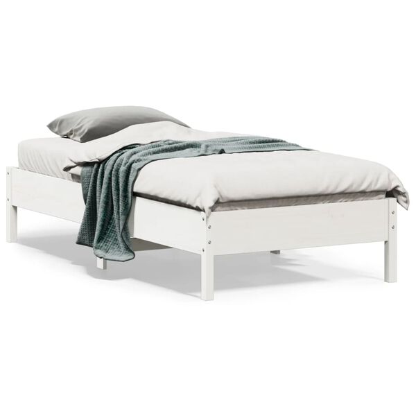 vidaXL Cadre de lit sans matelas blanc 75x190 cm bois de pin massif