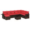 vidaXL Ensemble de canap&eacute; de jardin 9 pcs avec coussins marron r&eacute;sine tress&eacute;e