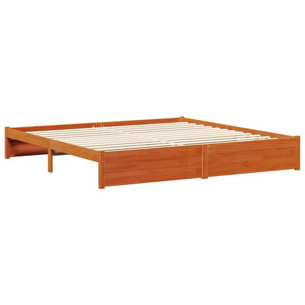 vidaXL Cadre de lit Cire marron 200 x 200 cm Bois de Pin Massif