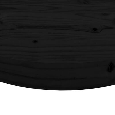 vidaXL Dessus de table rond noir Ø50x3 cm bois de pin massif