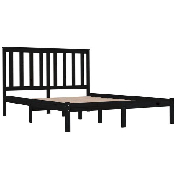vidaXL Cadre de lit sans matelas noir bois massif 140x190 cm