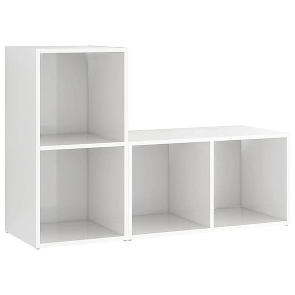 vidaXL Meubles TV 2 pcs Blanc brillant 72x35x36,5 cm Bois d'ing&eacute;nierie