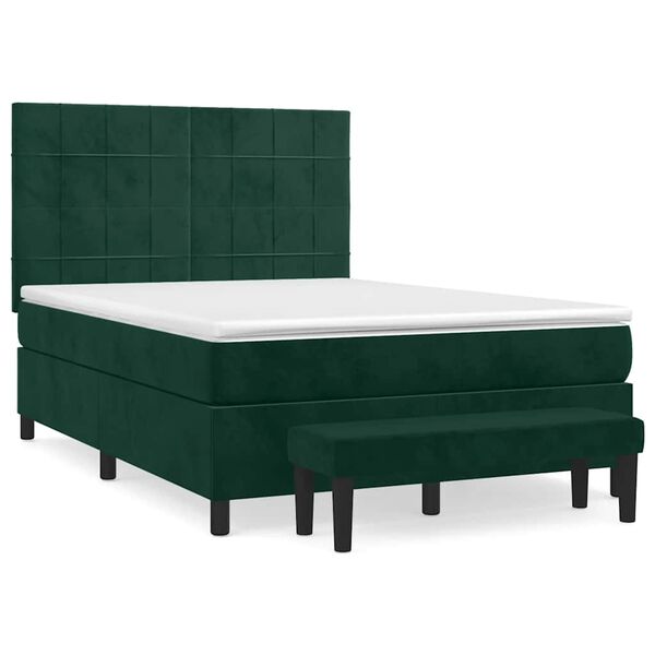 vidaXL Sommier &agrave; lattes de lit et matelas Vert fonc&eacute; 140x200cm Velours