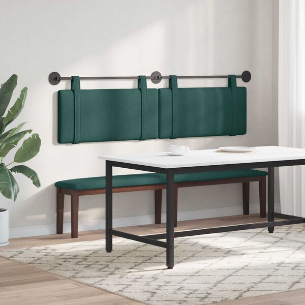 vidaXL T&ecirc;te de lit suspendue Uni Vert fonc&eacute; 190 x 55 x 5 cm tissu