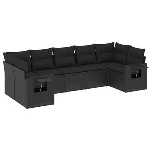 vidaXL Salon de jardin 7 pcs avec coussins noir r&eacute;sine tress&eacute;e