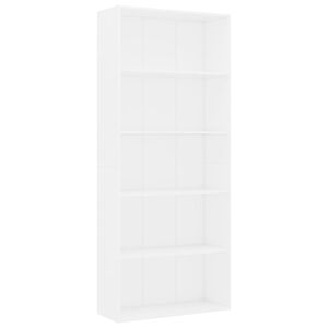 vidaXL Biblioth&egrave;que &agrave; 5 niveaux Blanc 80x30x189 cm Bois d'ing&eacute;nierie