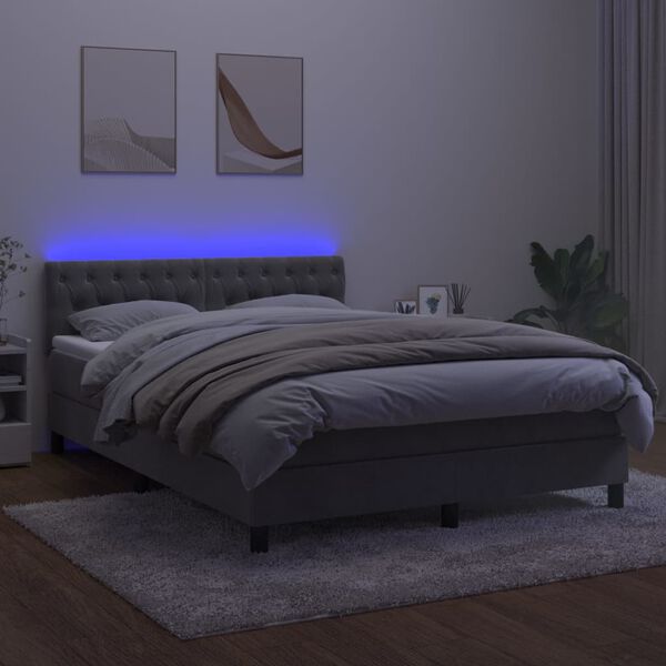 vidaXL Sommier à lattes de lit avec matelas LED Gris clair 140x200 cm