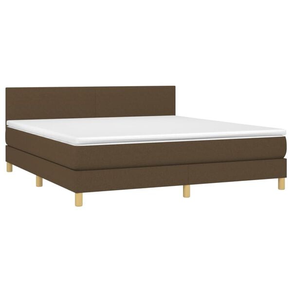 vidaXL Sommier &agrave; lattes de lit matelas et LED Marron fonc&eacute; 160x200 cm