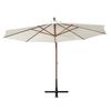 vidaXL Parasol suspendu avec poteau en bois 350 cm blanc