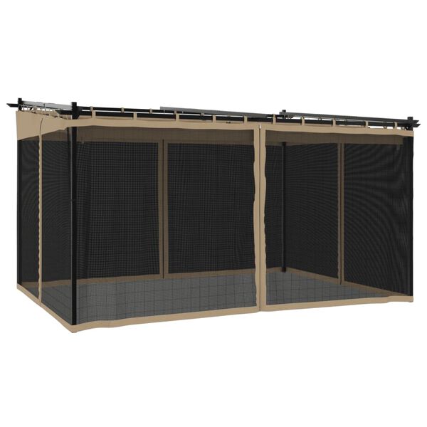 vidaXL Tonnelle avec parois en filet taupe 4x3 m acier