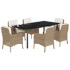 vidaXL Ensemble &agrave; manger de jardin et coussins 7 pcs beige poly rotin