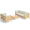 vidaXL Salon de jardin 6 pcs avec coussins cr&egrave;me bois de pin