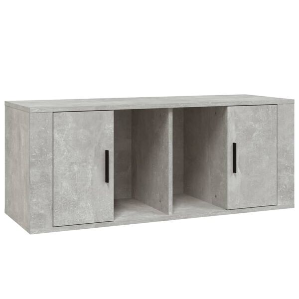 vidaXL Meuble TV Gris béton 100x35x40 cm Bois d'ingénierie