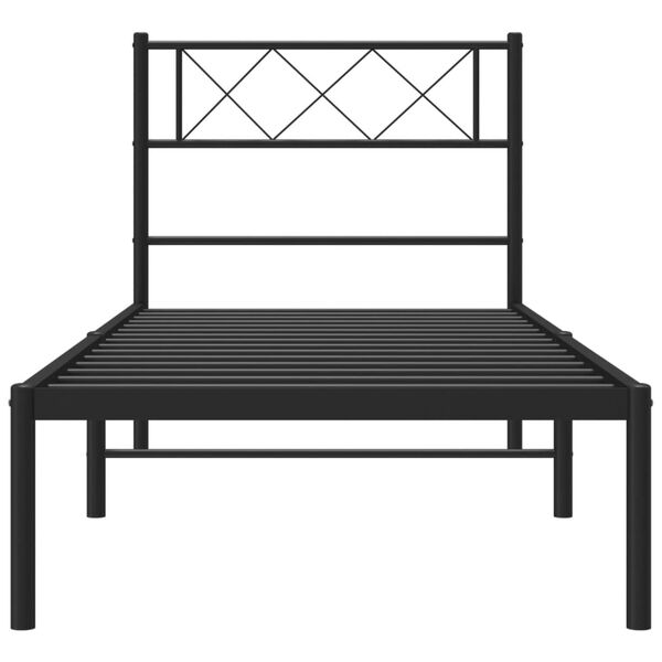 vidaXL Cadre de lit m&eacute;tal sans matelas avec t&ecirc;te de lit noir 80x200 cm