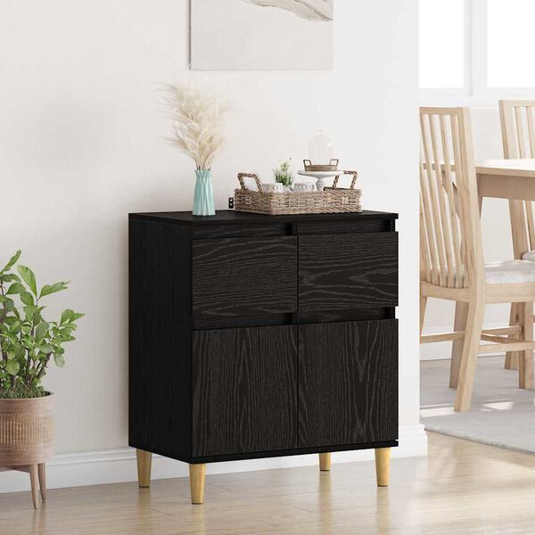 vidaXL Buffet avec tiroir Ch&ecirc;ne noir 60 x 35 x 70 cm Bois d'ing&eacute;nierie