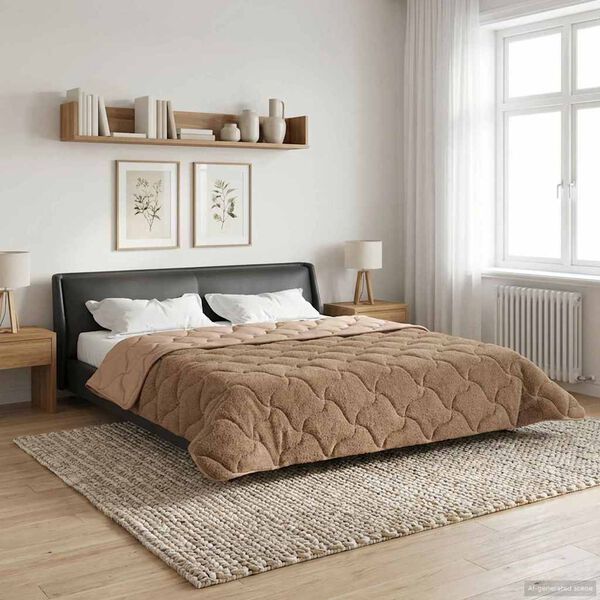 vidaXL Duvet complet toute l'ann&eacute;e Matelass&eacute; Taupe 220 x 260 cm