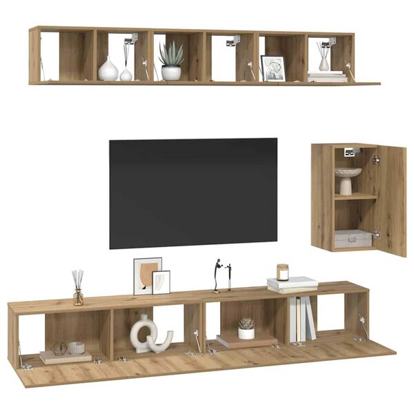 vidaXL Ensemble meuble TV 6 pcs ch&ecirc;ne artisanal Bois d'ing&eacute;nierie