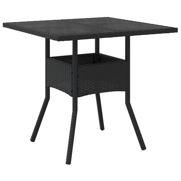 vidaXL Ensemble à manger de jardin et coussins 5 pcs noir rotin verre