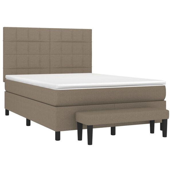 vidaXL Sommier &agrave; lattes de lit avec matelas Taupe 140x190 cm Tissu