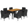 vidaXL Ensemble &agrave; manger de jardin coussins 7pcs Noir R&eacute;sine tress&eacute;e