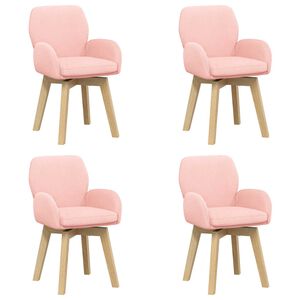 vidaXL Chaises de salle &agrave; manger pivotantes 4 pc Boucl&eacute; Rose