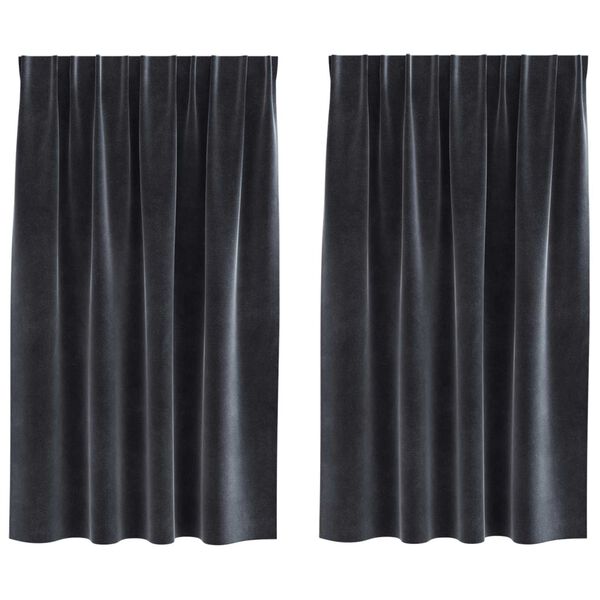 vidaXL Rideaux occultants 2 pcs Gris foncé 140 x 140 cm Velours