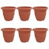 vidaXL Pot &agrave; fleurs rond 6 pcs Rouge brique &Oslash; 26 x 21,5 cm Plastique