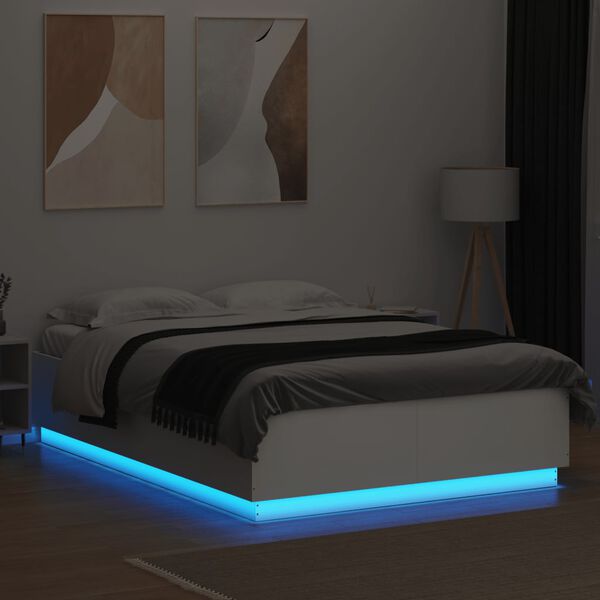 vidaXL Cadre de lit avec LED sans matelas blanc 160x200 cm