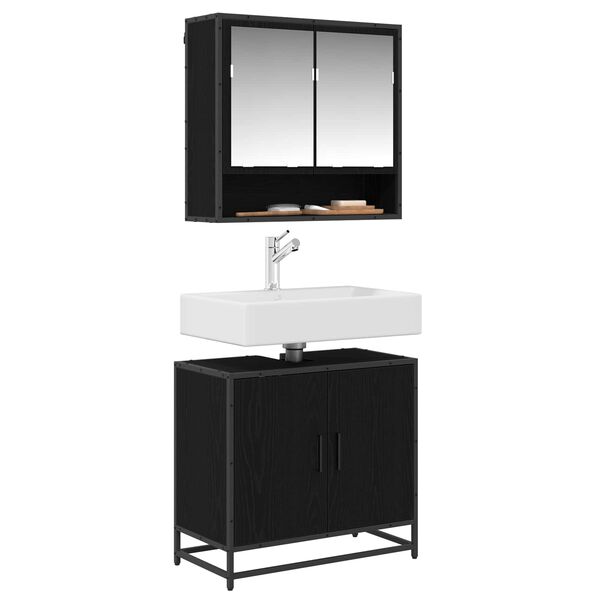 vidaXL Meuble de Lavabo de Salle de Bain Ch&ecirc;ne noir 65 x 33 x 60 cm