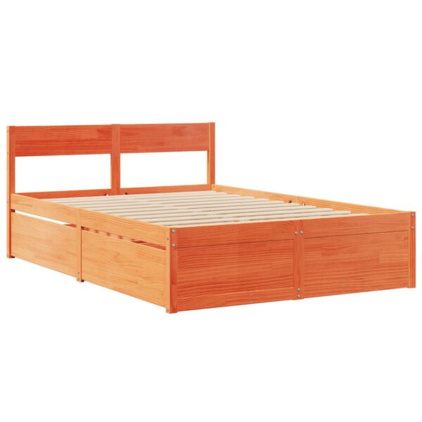 vidaXL Cadre de lit sans matelas cire marron 120x190cm bois pin massif