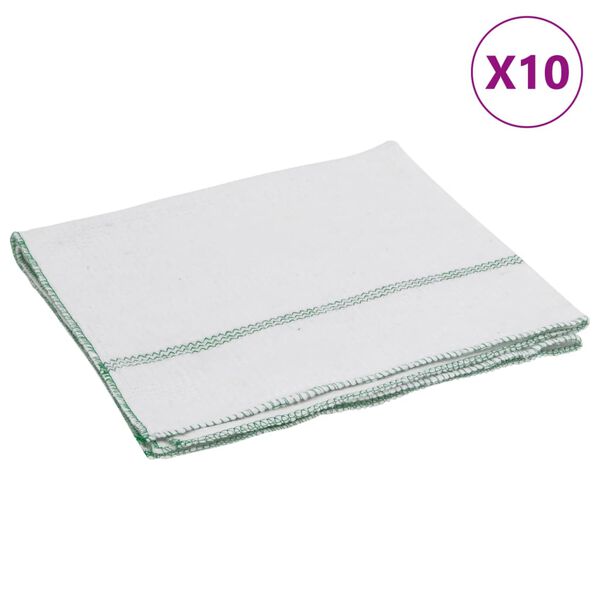 vidaXL Chiffon de nettoyage 10 pcs blanc et des rayures vertes 50x60cm