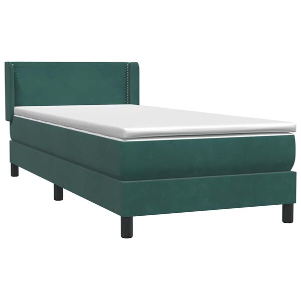 vidaXL Sommier &agrave; lattes de lit et matelas vert fonc&eacute; 80x220 cm velours