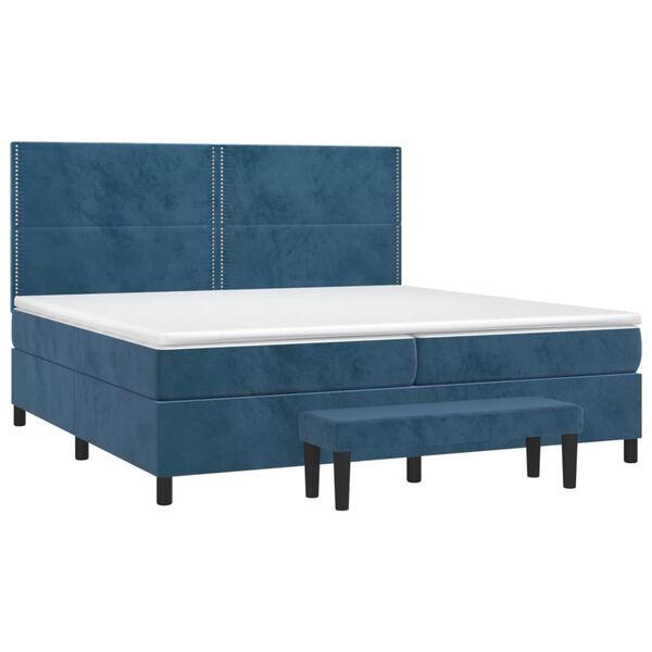 vidaXL Sommier &agrave; lattes de lit et matelas Bleu fonc&eacute; 200x200cm Velours