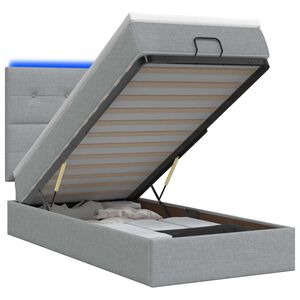 vidaXL Lit coffre avec matelas et LED Gris clair 90 x 190 cm Tissu