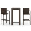 vidaXL Ensemble de bar d'ext&eacute;rieur 3 pcs accoudoirs r&eacute;sine tress&eacute;e